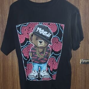 Kids Black Short Sleeve Tee with Bear Graphic